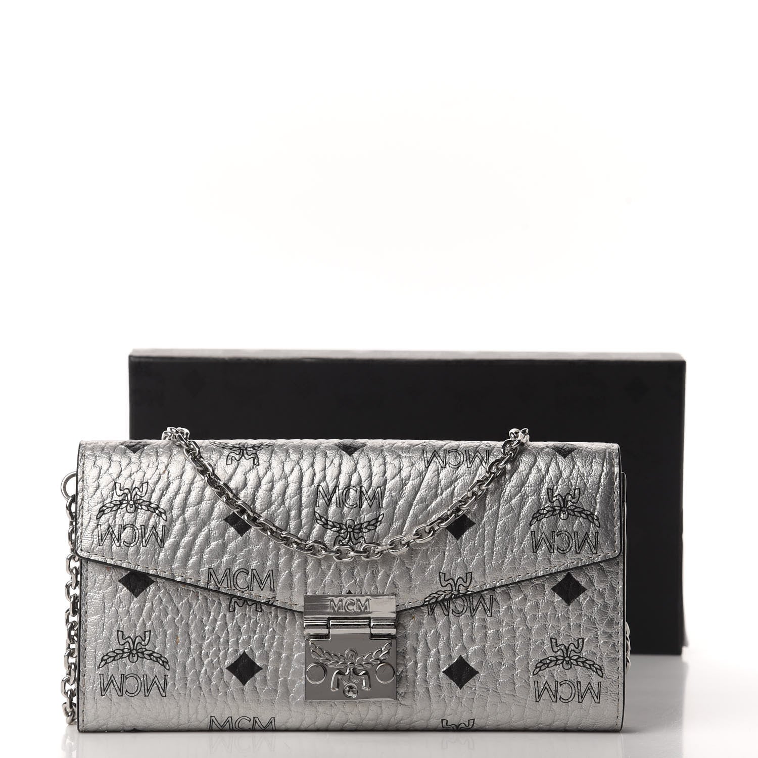 MCM Metallic Visetos Patricia Wallet On Chain Silver 12 of 12