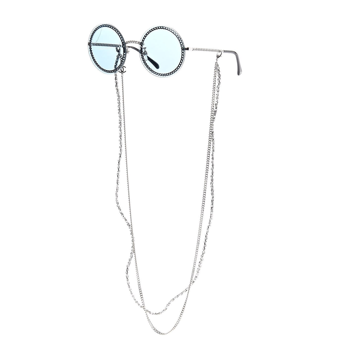 Chain Round Sunglasses 4245 Blue Silver