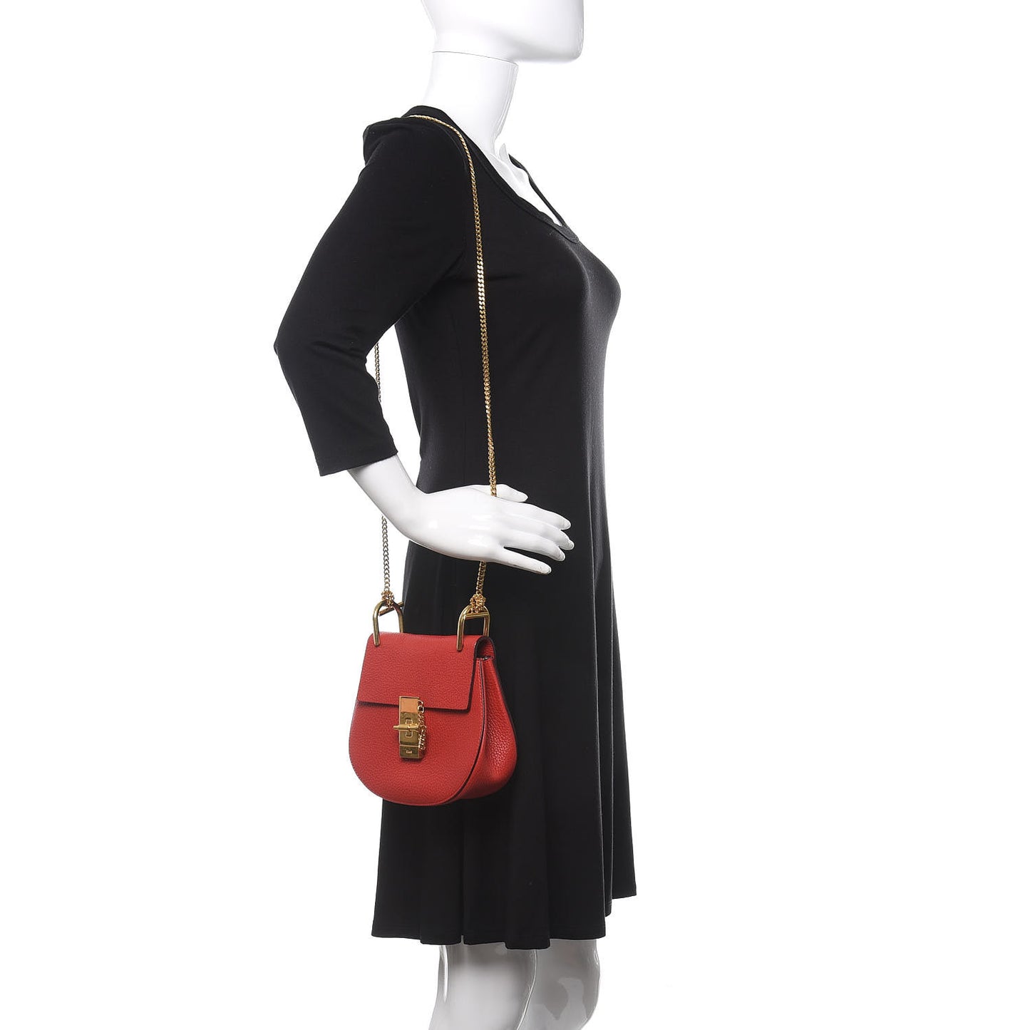 Grained Lambskin Mini Drew Shoulder Bag Plaid Red