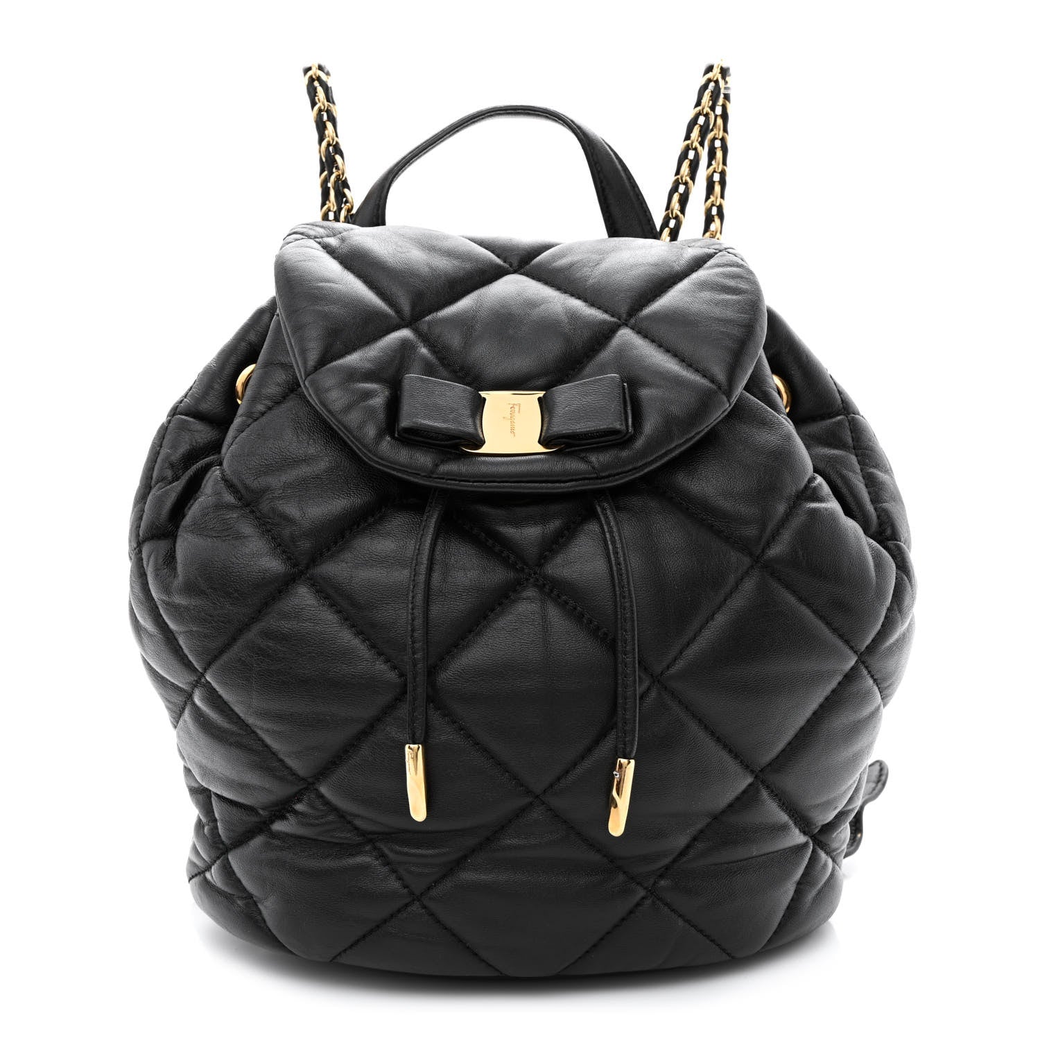 Salvatore Ferragamo Calfskin Quilted Giuliette Backpack Black 1 of 10