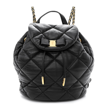 Salvatore Ferragamo Calfskin Quilted Giuliette Backpack Black 1 of 10