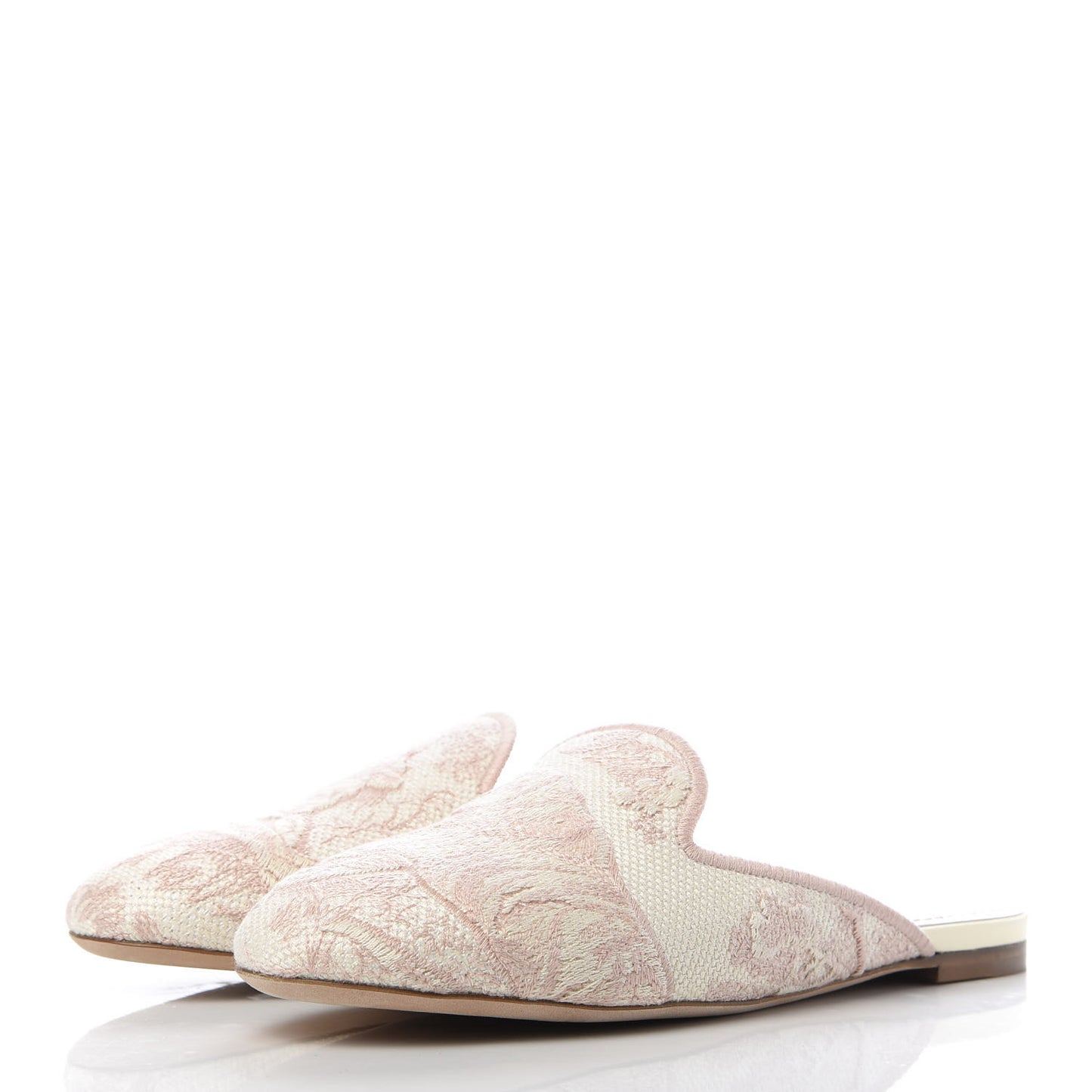 Canvas Toile De Jouy Embroidered Dior Off Flat Mules 38 Light Pink