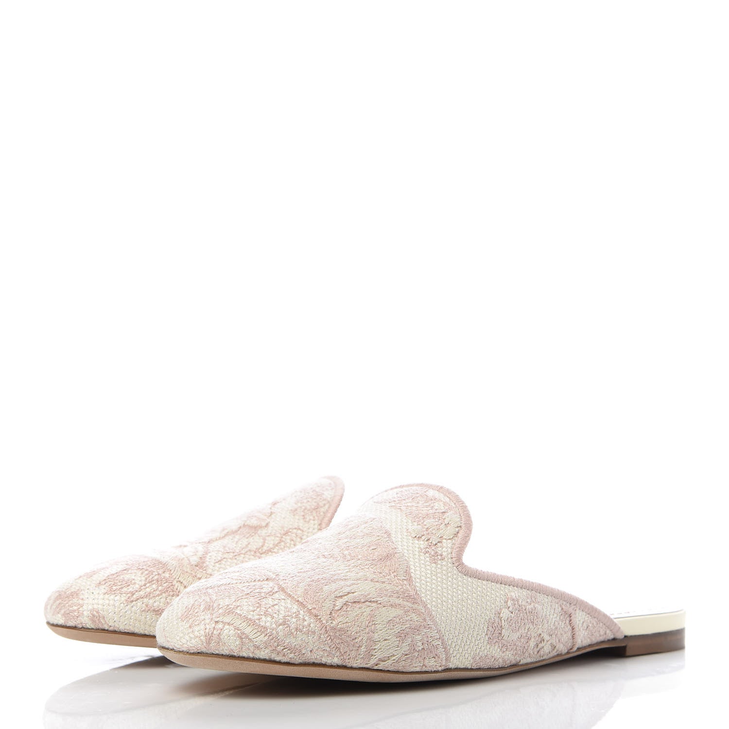 Christian Dior Canvas Toile De Jouy Embroidered Dior Off Flat Mules 38 Light Pink 3 of 9