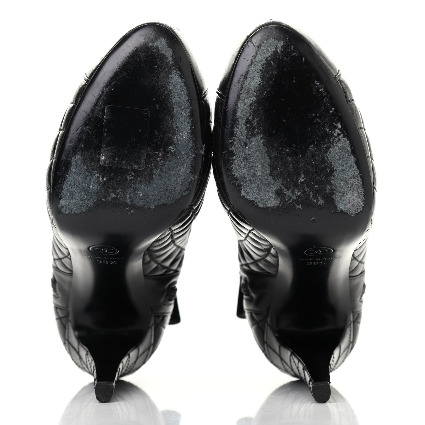 Lambskin Quilted CC Booties 38.5 Black