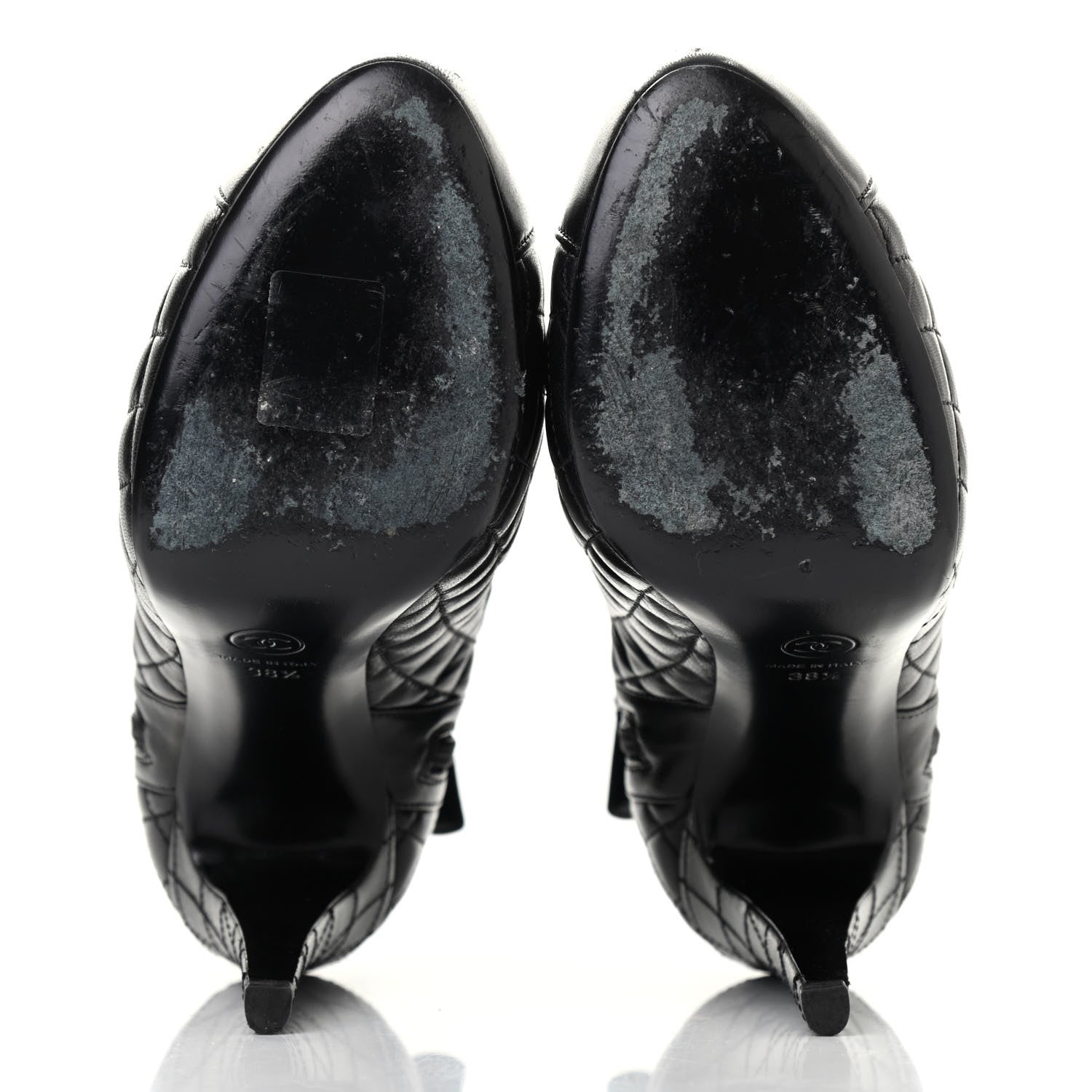 Chanel Lambskin Quilted CC Booties 38.5 Black 6 of 10