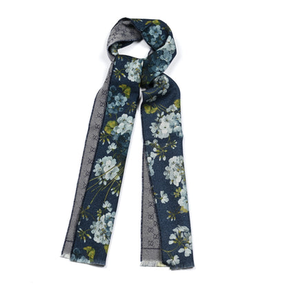 Gucci Wool Jacquard GG Monogram Miniorophin Scarf Midnight Blue Sky Blue 1 of 5