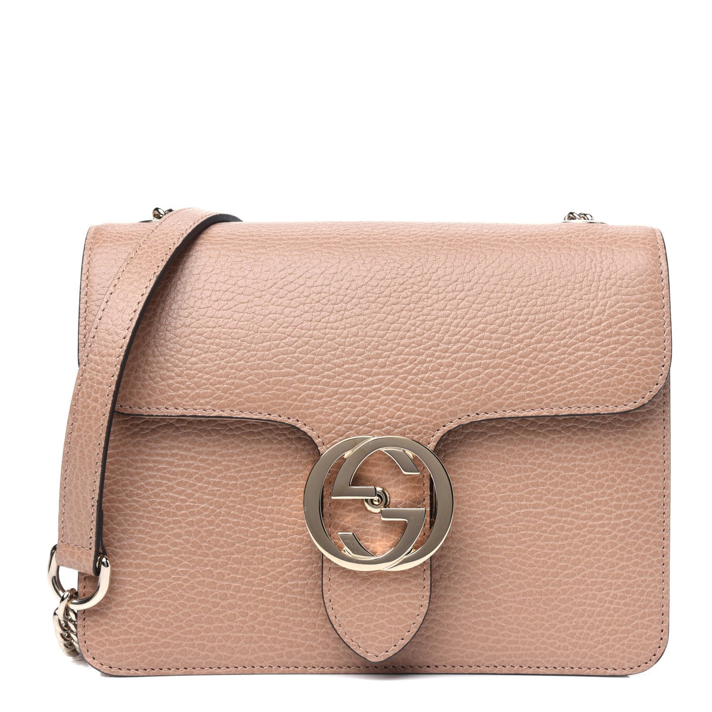 Dollar Calfskin Small Interlocking G Shoulder Bag Camelia