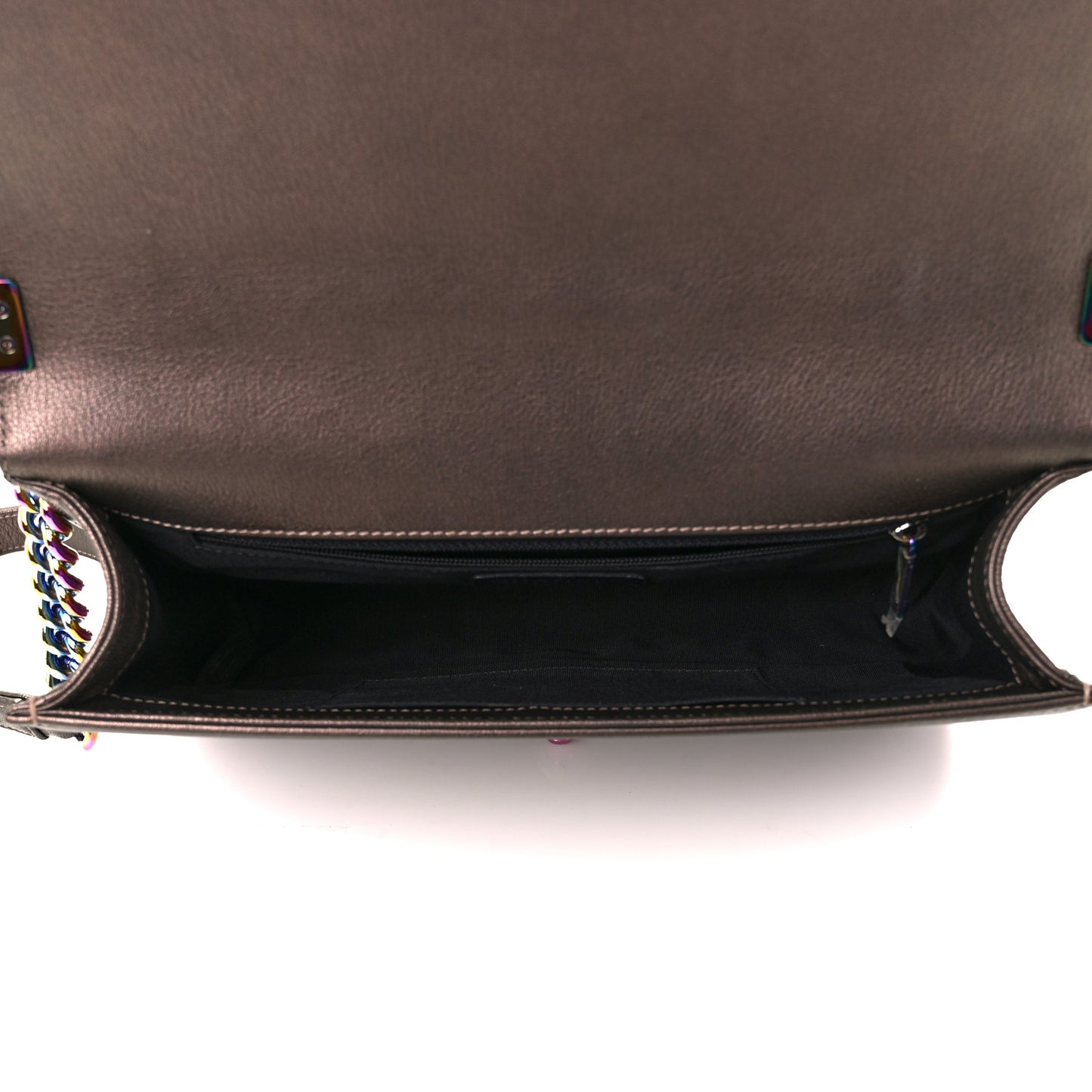 Iridescent Goatskin Quilted New Medium Boy Flap Dark Gold