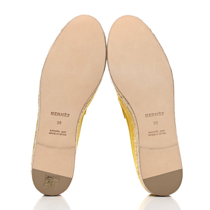Hermes Suede Goatskin Womens Trip Espadrilles 36 Jaune Citron 5 of 8