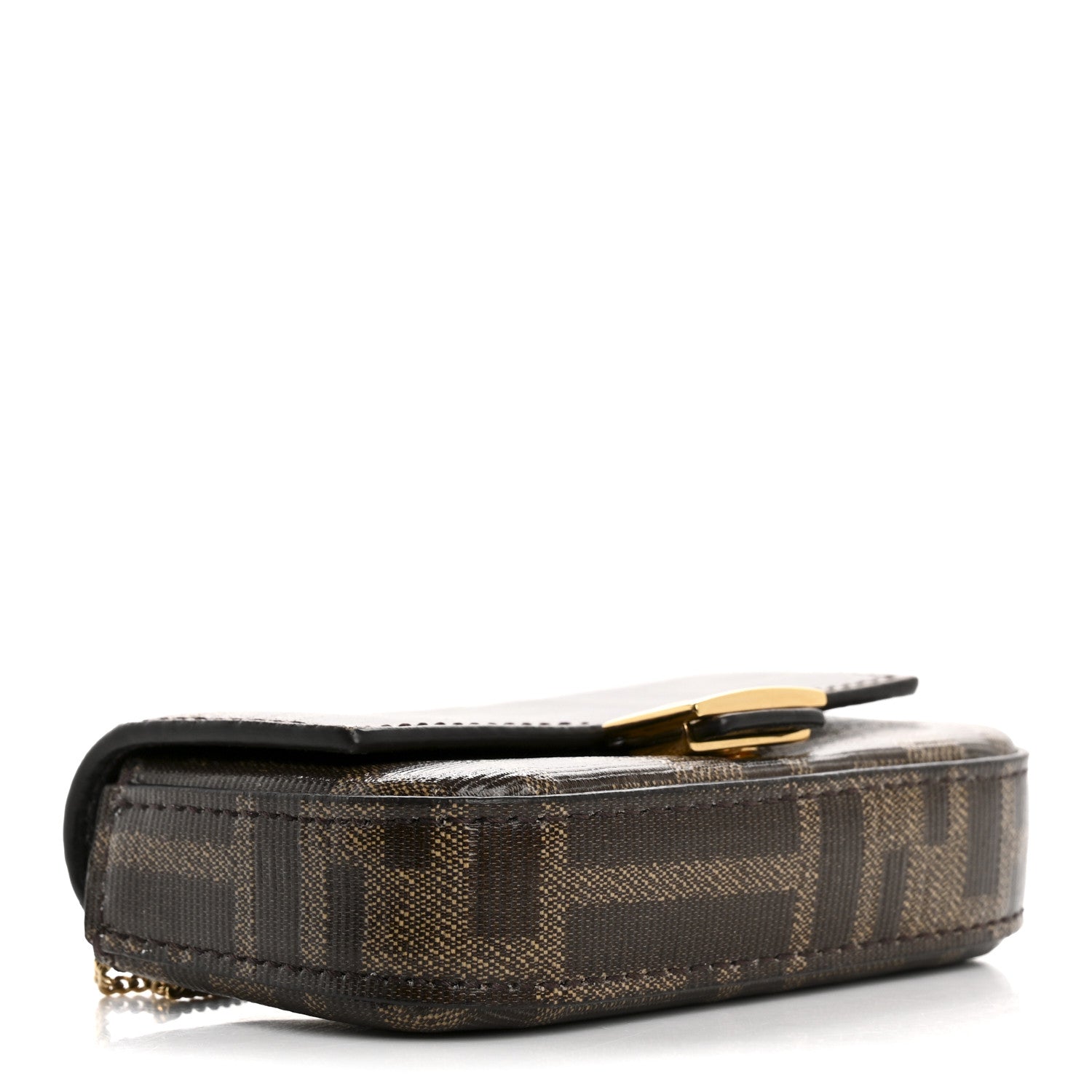Fendi Glazed Fabric FF 1974 Nano Baguette Charm Mogano Panna 4 of 14