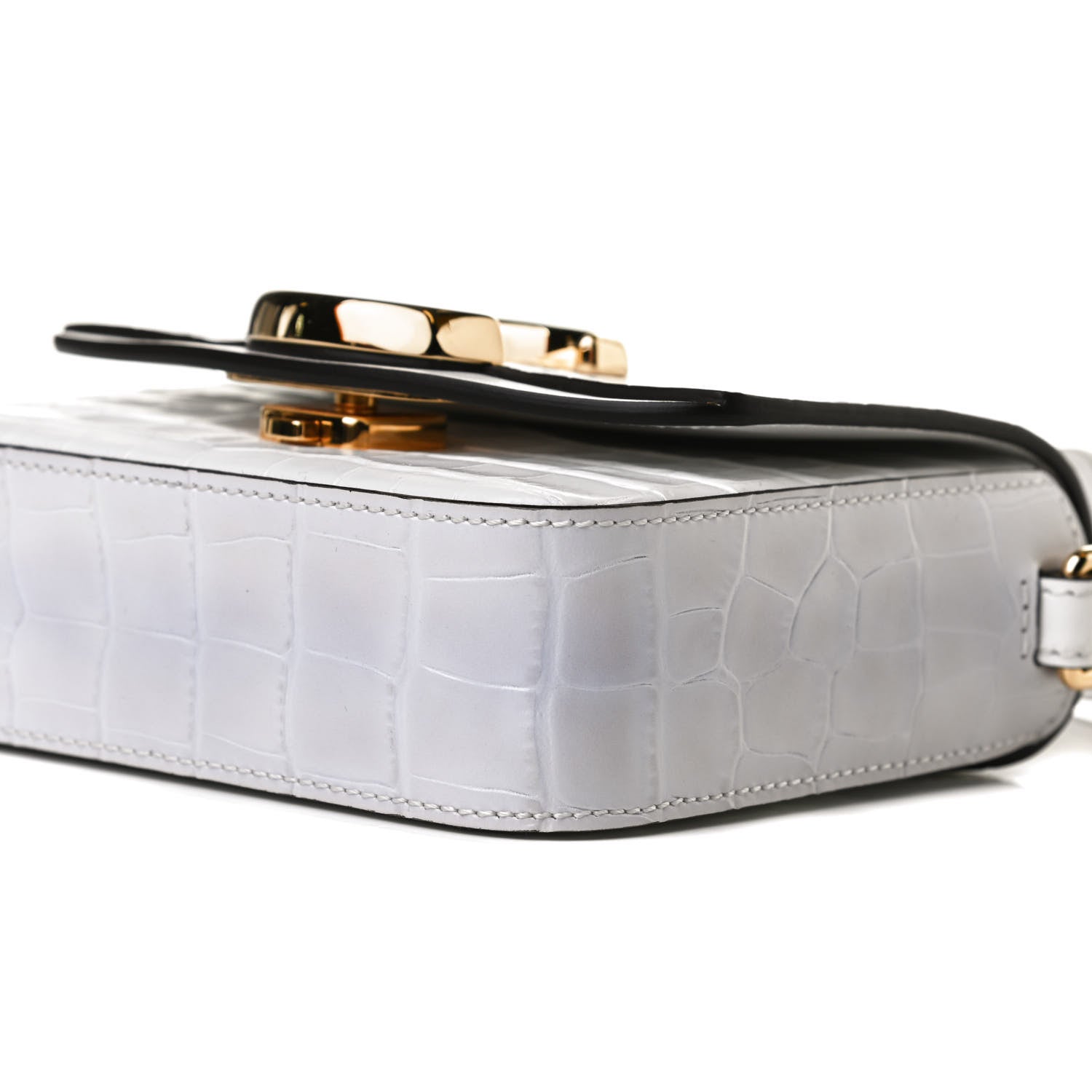 Chloe Calfskin Crocodile Embossed Mini C Double Carry Brilliant White 10 of 12