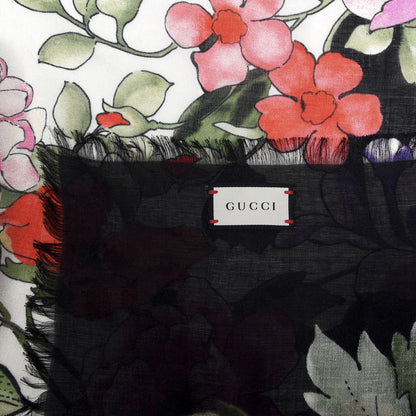Gucci Silk Cashmere Hydrangea Square Scarf Black 5 of 5