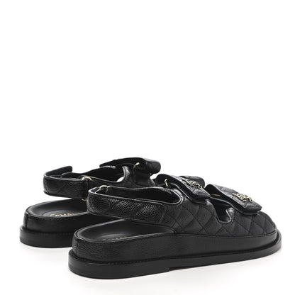 Chanel Grained Calfskin Velcro Dad Sandals 38.5 Black 4 of 9