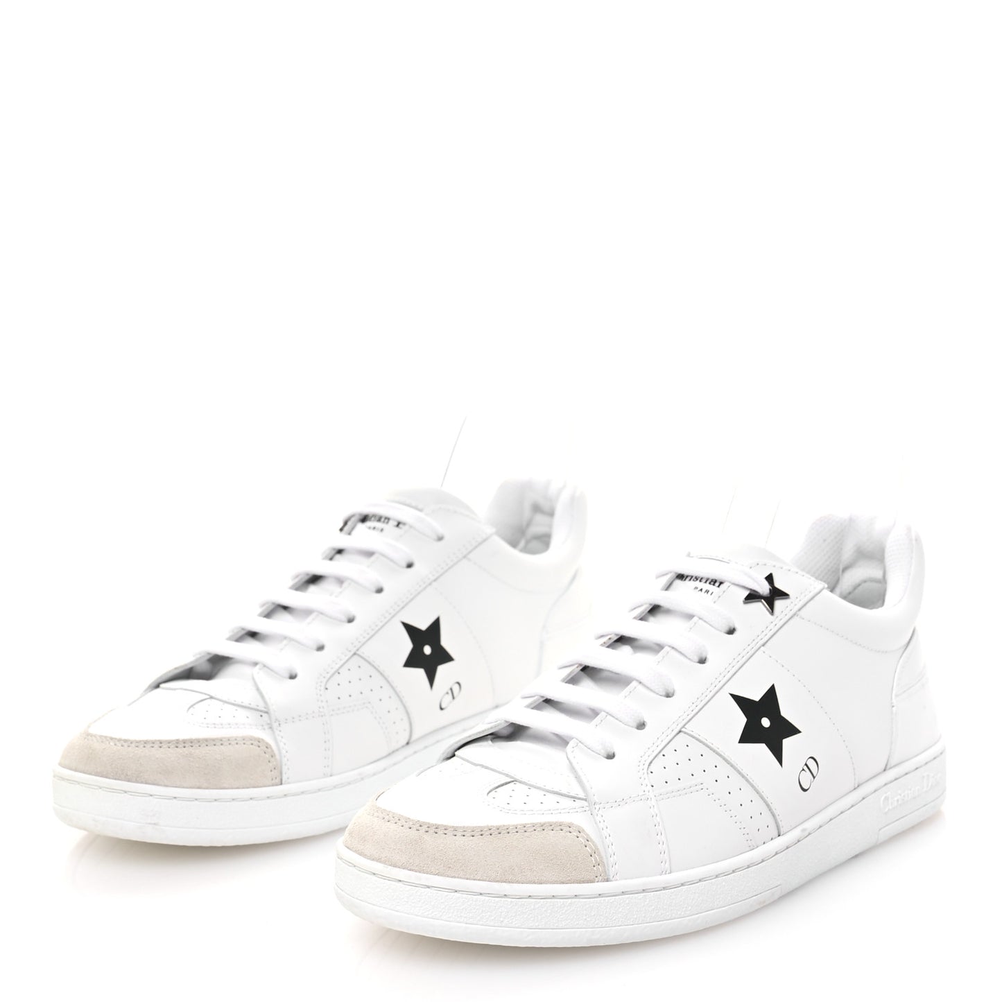 Calfskin Suede Dior Star Low Top Sneakers 37 White