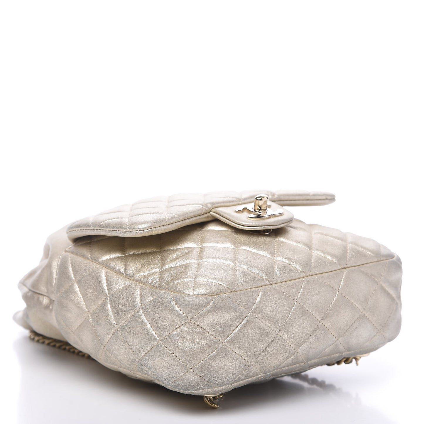 Metallic Lambskin Quilted Small In Seoul Backpack Light Gold