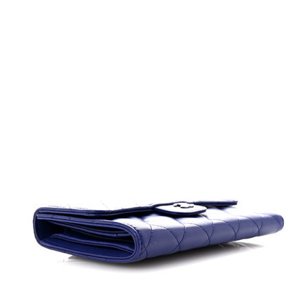 Chanel Lambskin Quilted Large Flap Wallet Blue 4 of 8