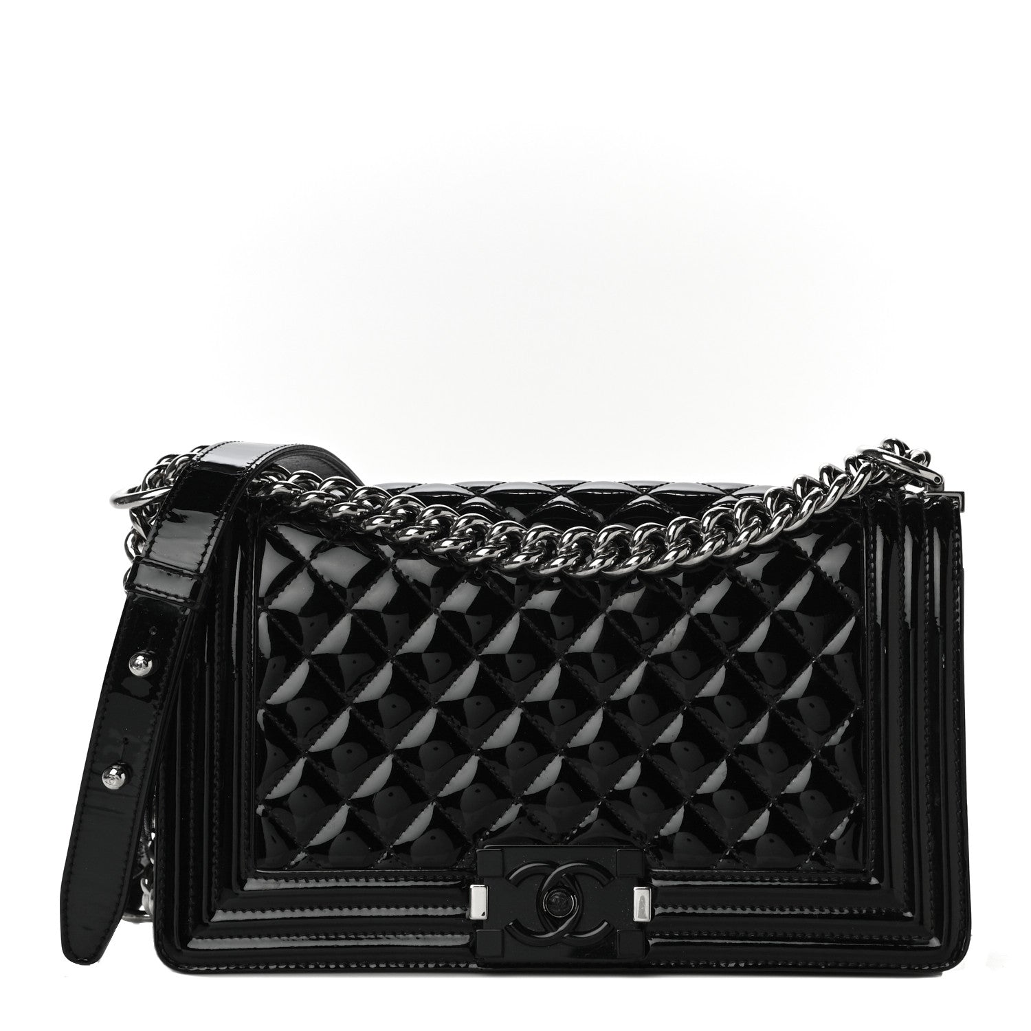 Chanel Patent Calfskin Quilted Medium Plexiglass Boy Flap Black 1 of 11