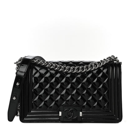 Chanel Patent Calfskin Quilted Medium Plexiglass Boy Flap Black 1 of 11