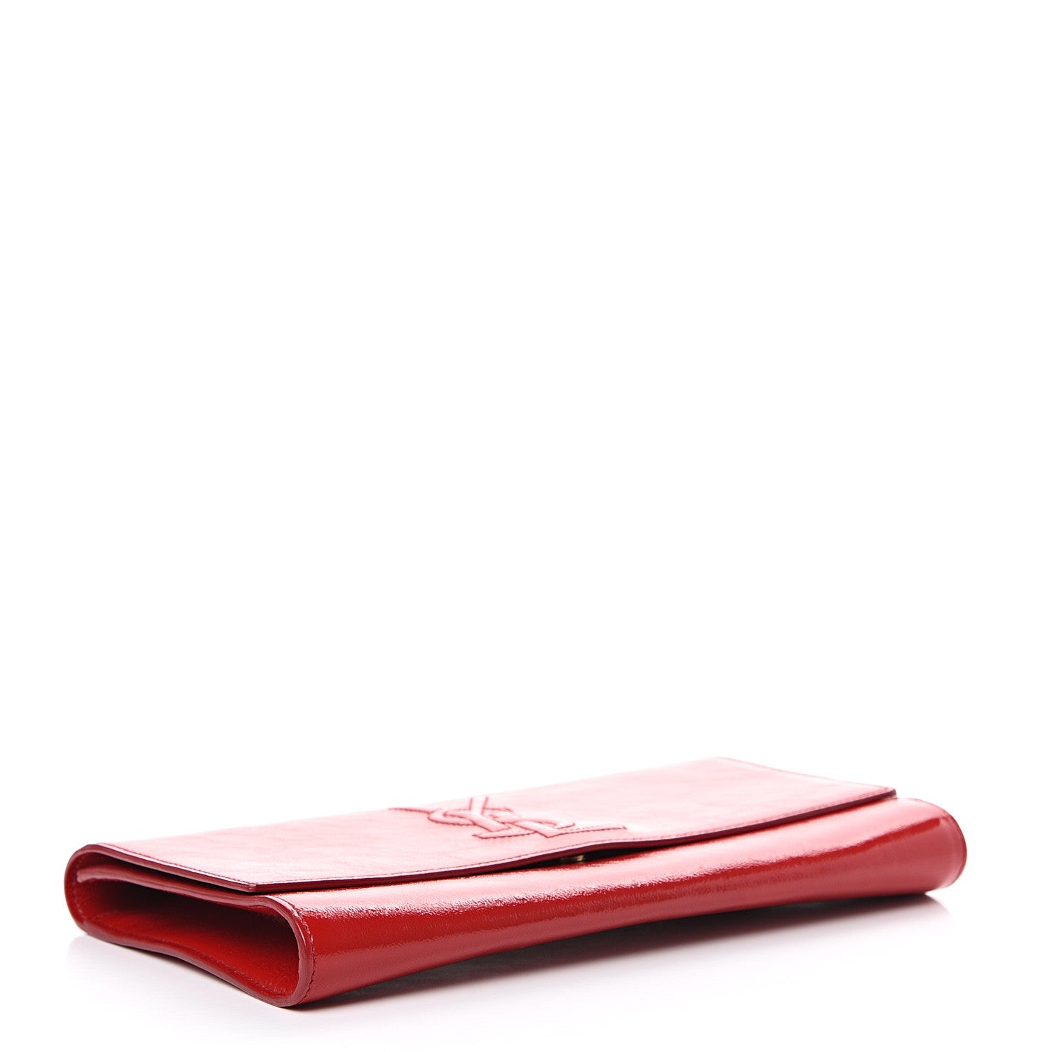 Saint Laurent Textured Patent Monogram Large Belle De Jour Clutch Red 3 of 6