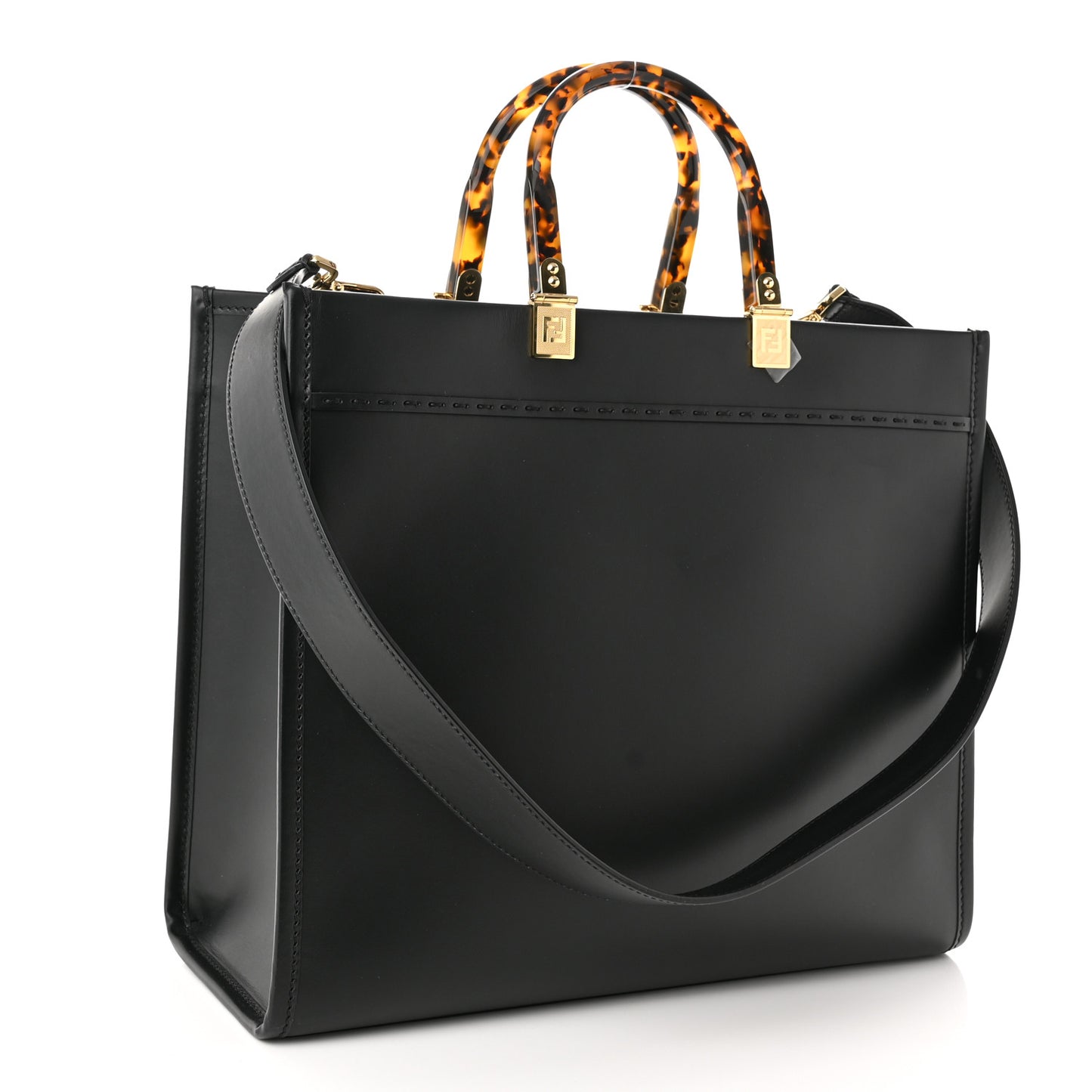 Vitello King Plexiglass Medium Fendi Sunshine Shopper Tote Black