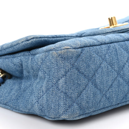 Chanel Denim Quilted Mini Pearl Crush Rectangular Flap Blue 9 of 12
