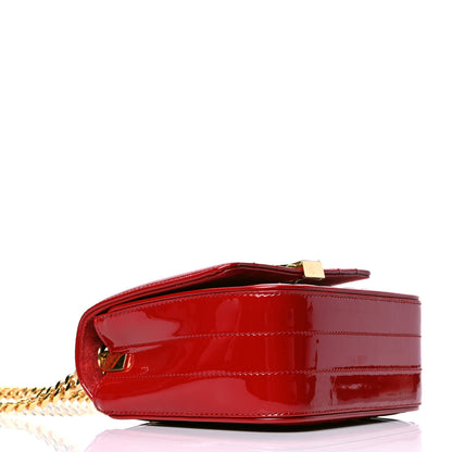 Saint Laurent Patent Matelasse Monogram Small Vicky Chain Bag Red 3 of 5