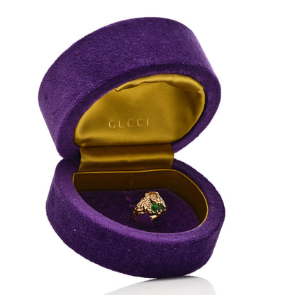 Gucci 18K Yellow Gold Diamond Chrome Diopside Lion Head Ring 49 4.75 7 of 7