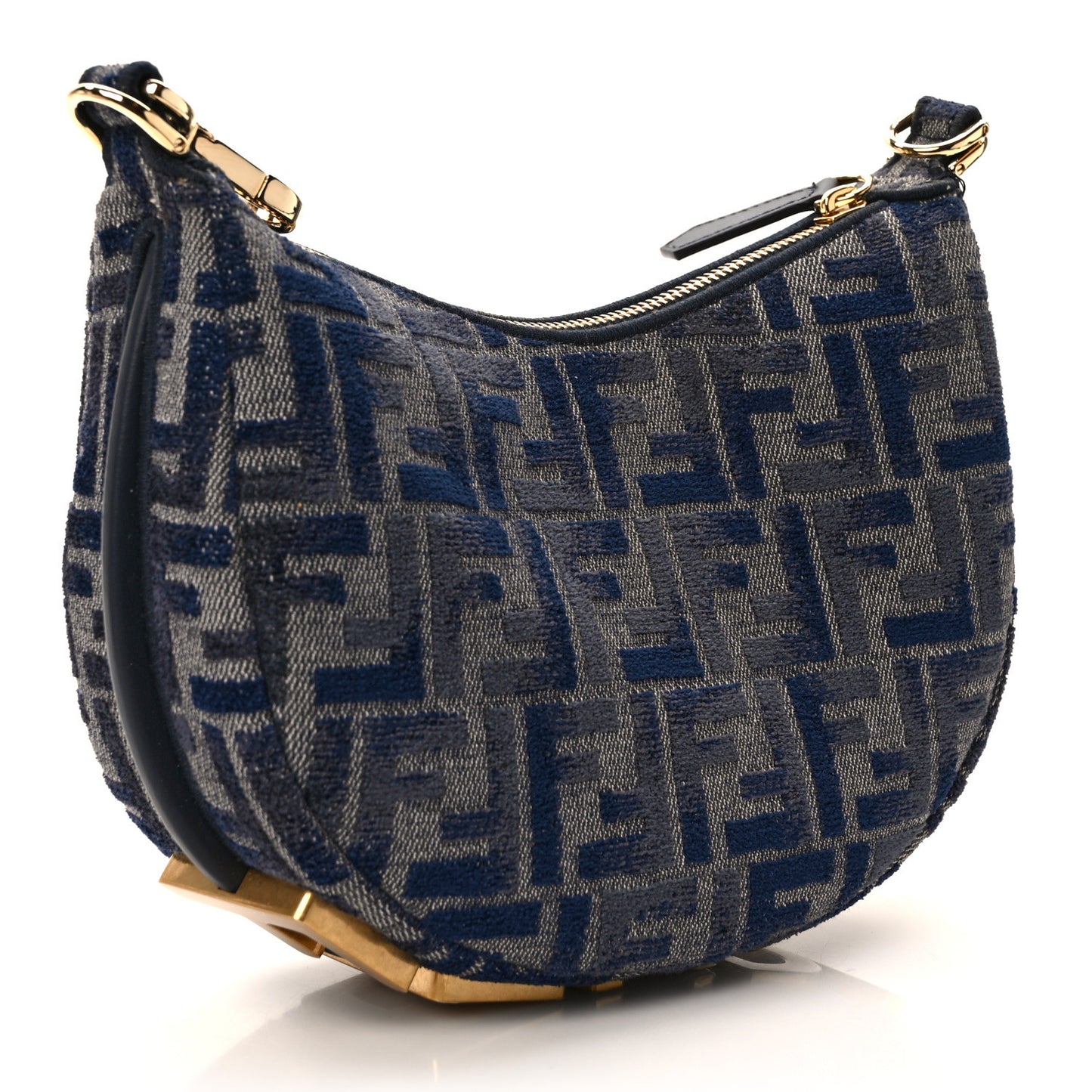 Chenille Vitello Grace FF 1974 Mini Fendigraphy Hobo Bag Blue