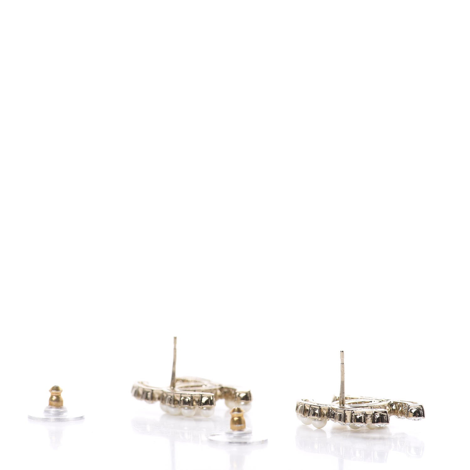 Chanel Crystal Pearl CC Dazzling Domino Earrings Gold 3 of 5