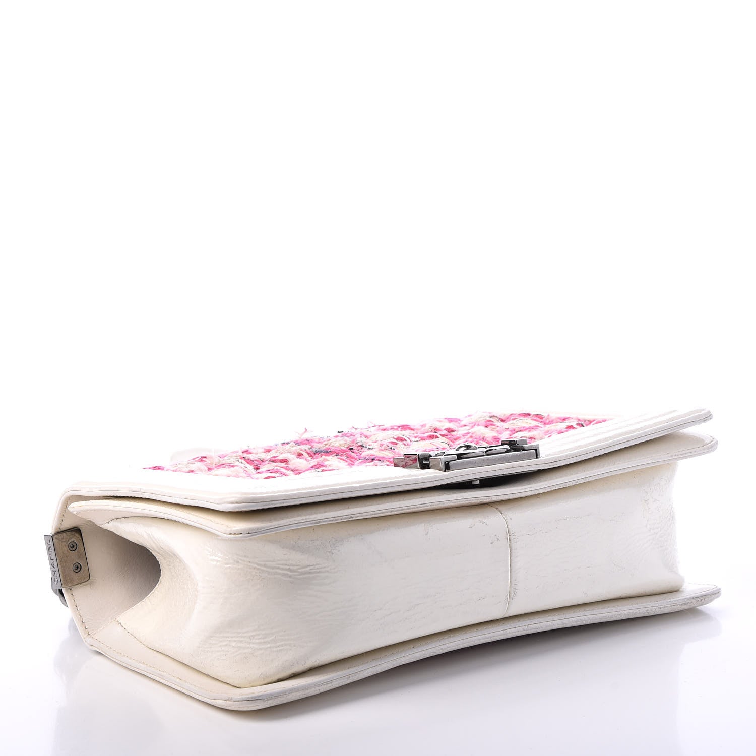 Chanel Patent Tweed Medium Boy Flap White 3 of 12