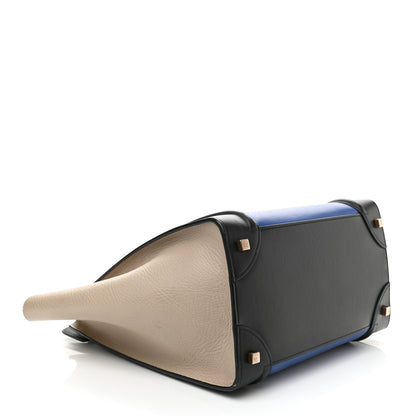 Celine Elephant Calfskin Mini Tri-Color Luggage Indigo 4 of 13