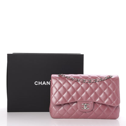 Chanel Iridescent Lambskin Quilted Jumbo Double Flap Light Purple 9 of 9