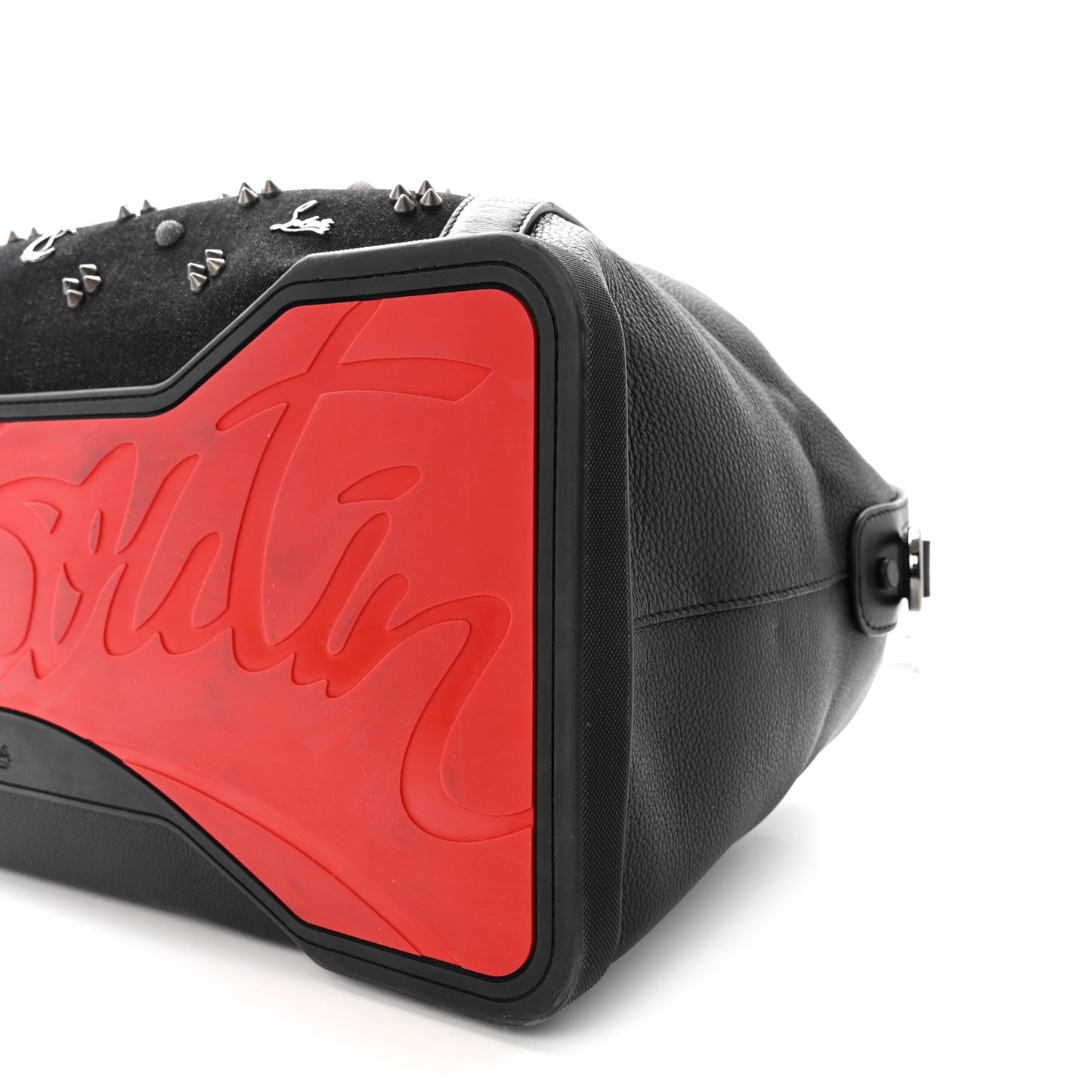 Studded Denim Calfskin Duffle Black