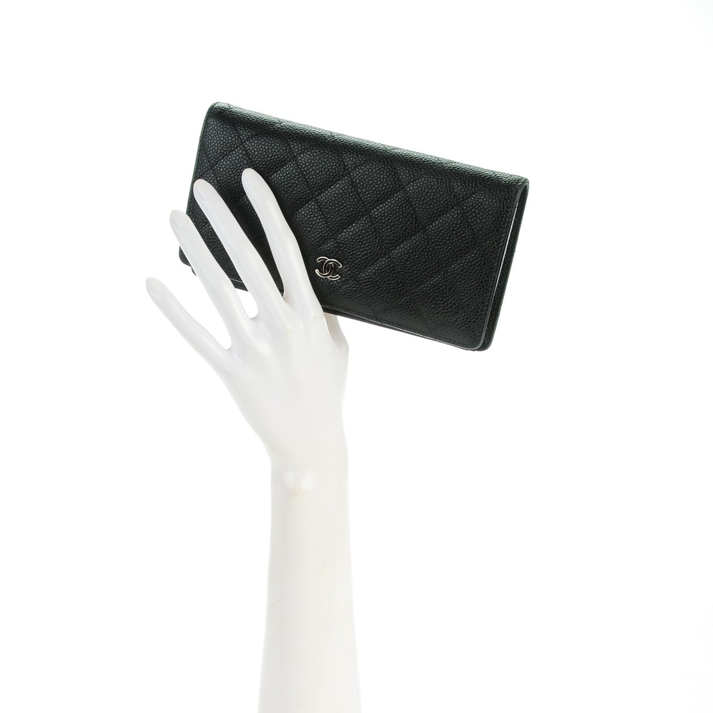 Caviar Quilted Yen Wallet Black