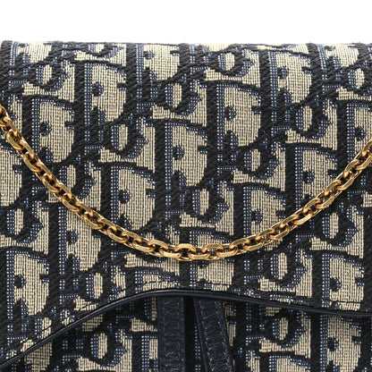 Christian Dior Oblique Saddle Chain Pouch Blue 7 of 9
