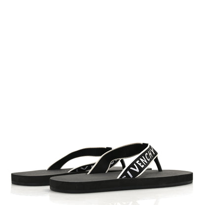 Givenchy Cotton Logo Thong Strap Sandals 41 Black White 4 of 7