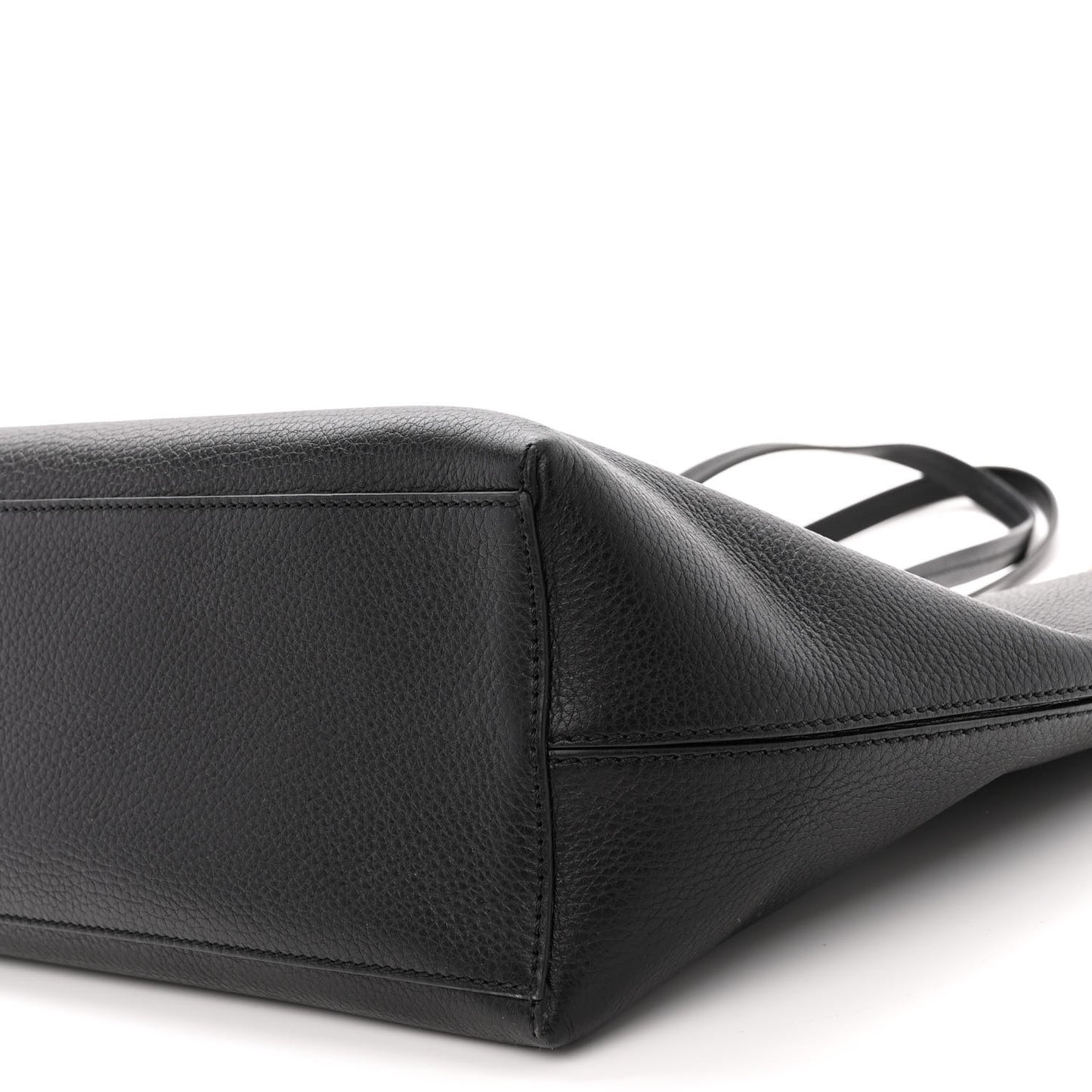 Grained Calfskin Rockstud Shoulder Tote Black