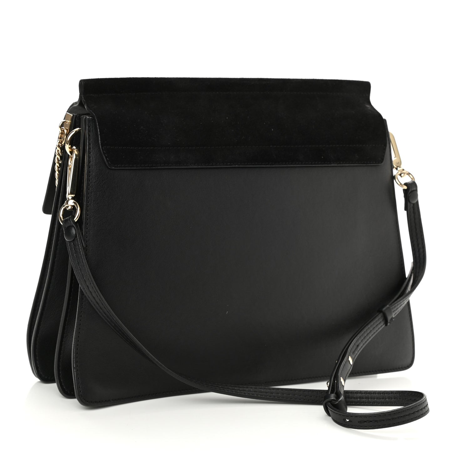 Suede Calfskin Medium Faye Shoulder Bag Black