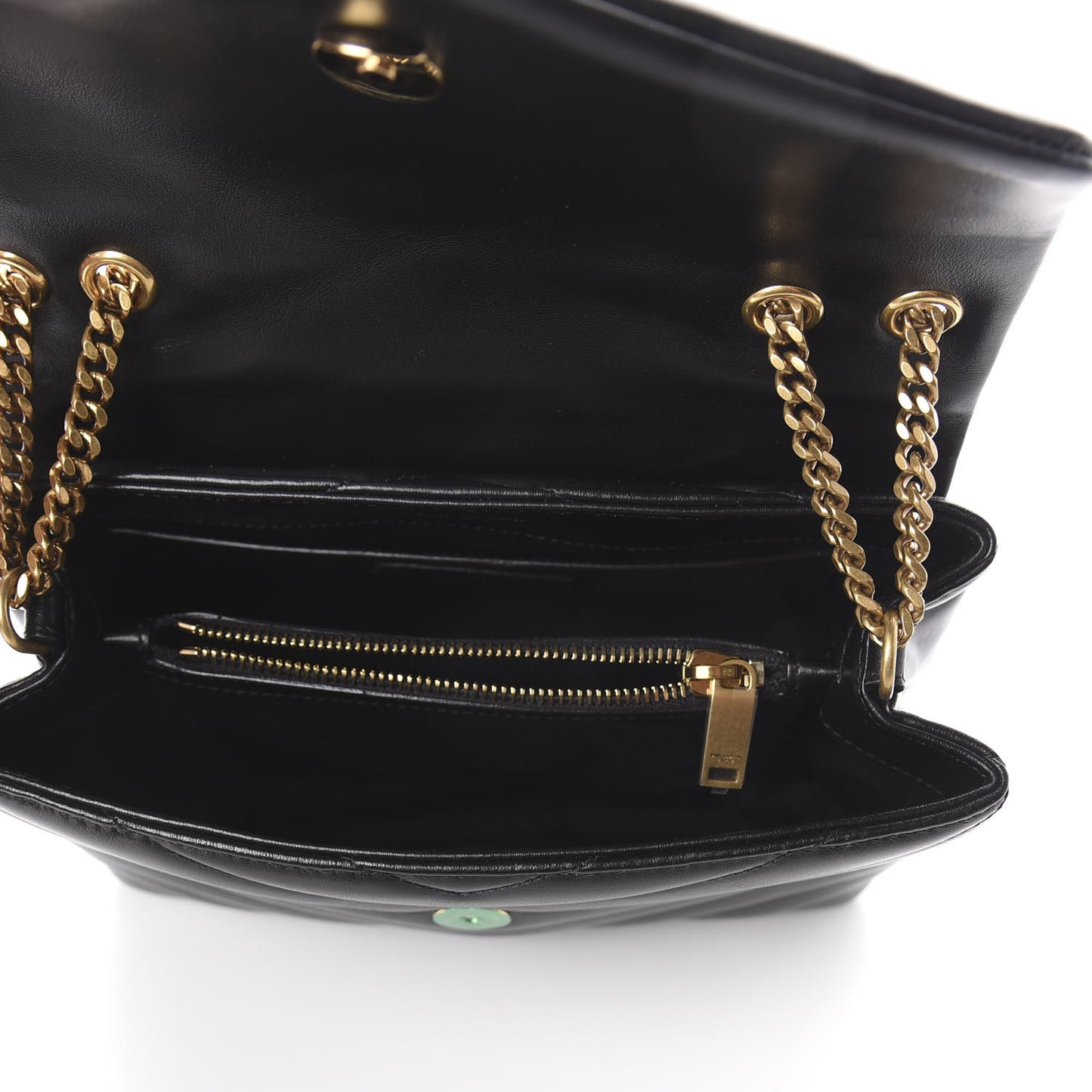 Calfskin Y Quilted Monogram Small Loulou Chain Satchel Black