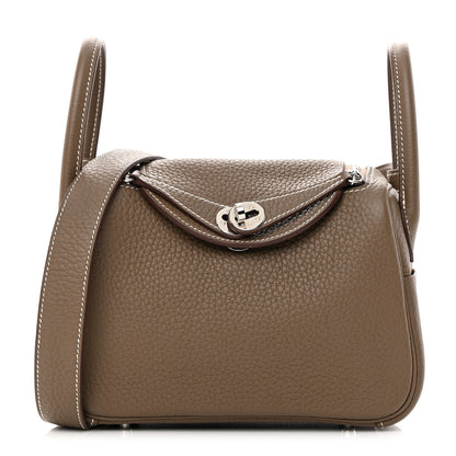Hermes Taurillon Clemence Mini Lindy 20 Etoupe 1 of 10