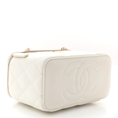 Chanel Caviar Quilted Small Vanity Case With Chain White 4 of 10