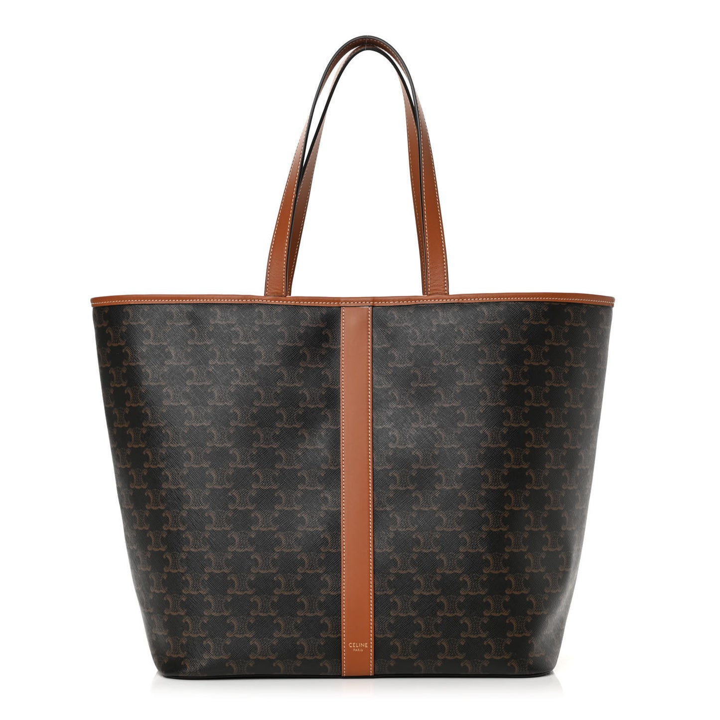 Triomphe Canvas Calfskin Medium Cabas Bag Tan