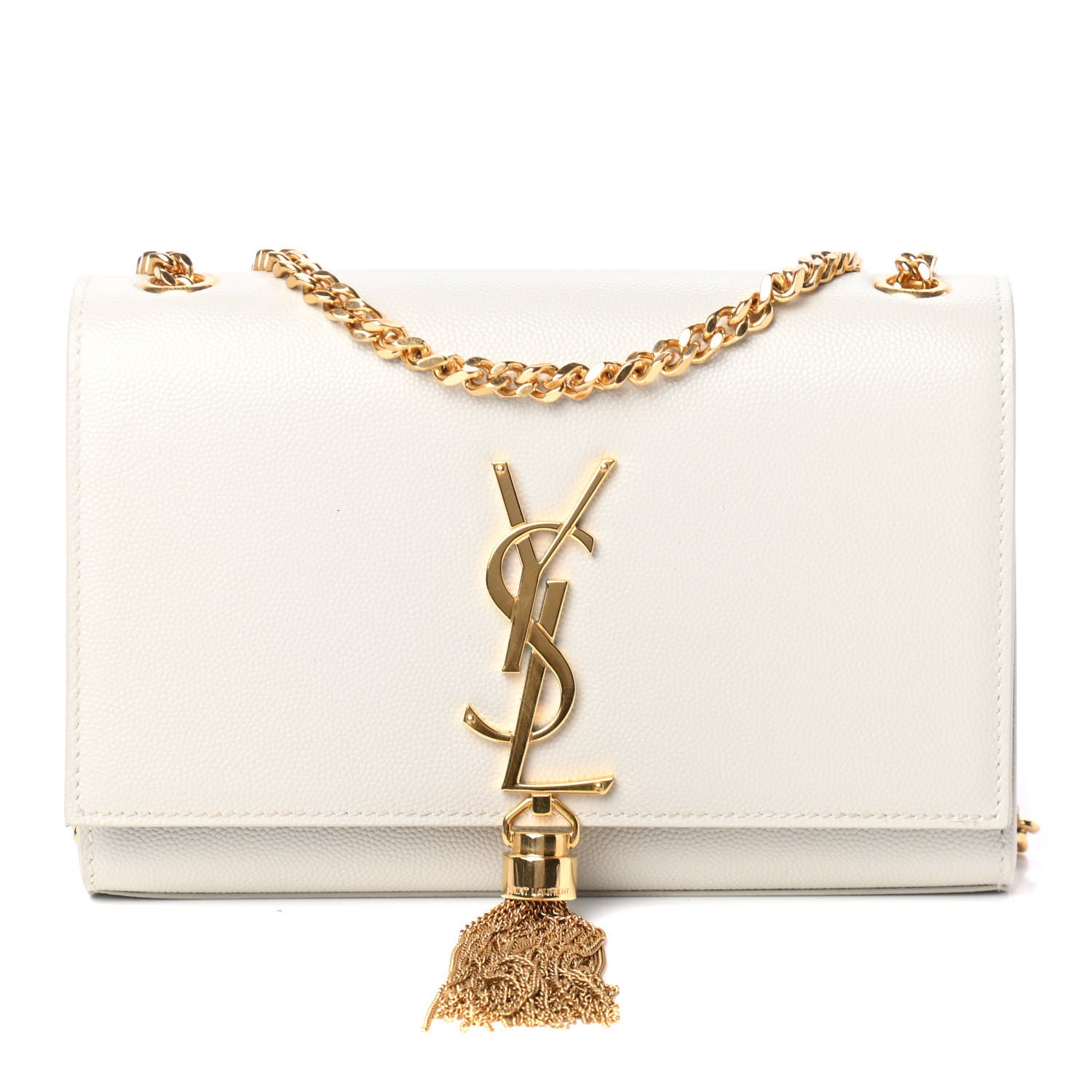 Saint Laurent Grain De Poudre Small Classic Monogram Kate Tassel Satchel Blanc Vintage 1 of 4