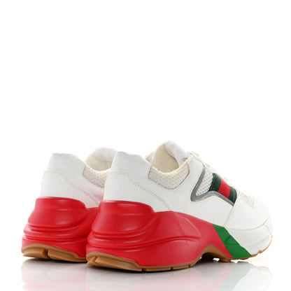Gucci Lavaredo Eco Fabric Mesh Web Womens Rhyton Reflective Sneakers 37 Great White Green Red Silver 4 of 8
