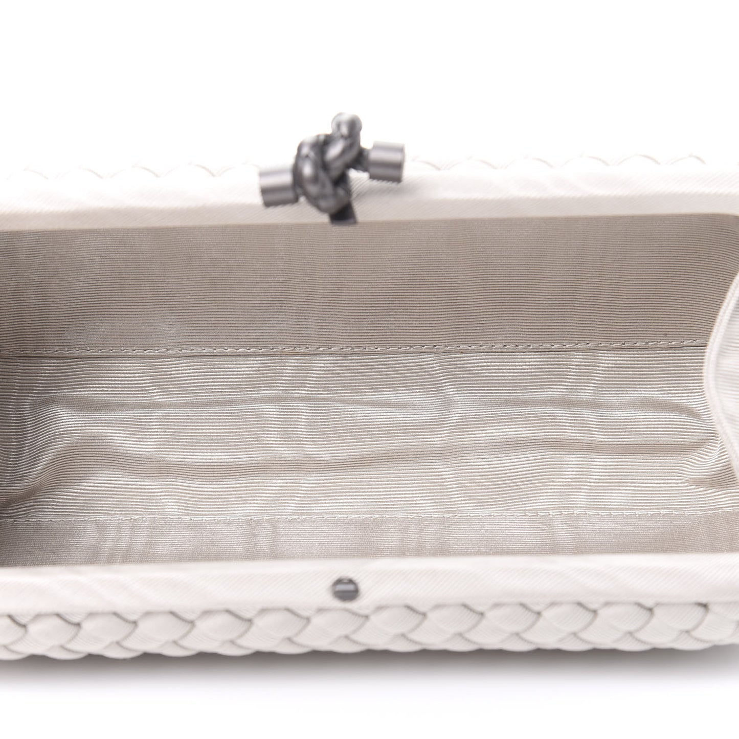Satin Intreccio Impero Stretch Knot Clutch Grey