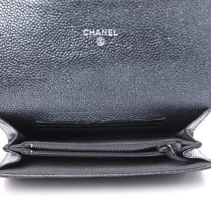 Chanel Metallic Caviar Quilted Small Flap Wallet Charcoal 5 of 11