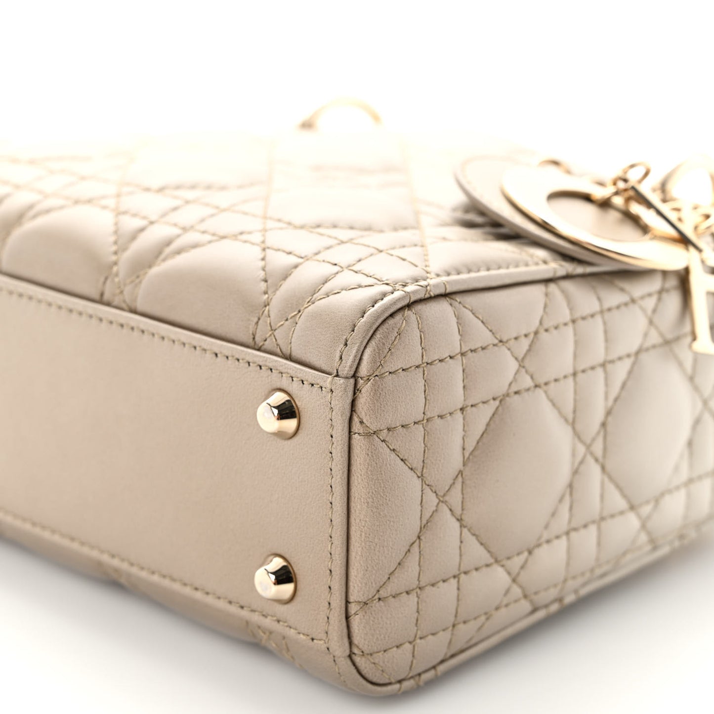 Metallic Lambskin Cannage Mini Lady Dior Gold
