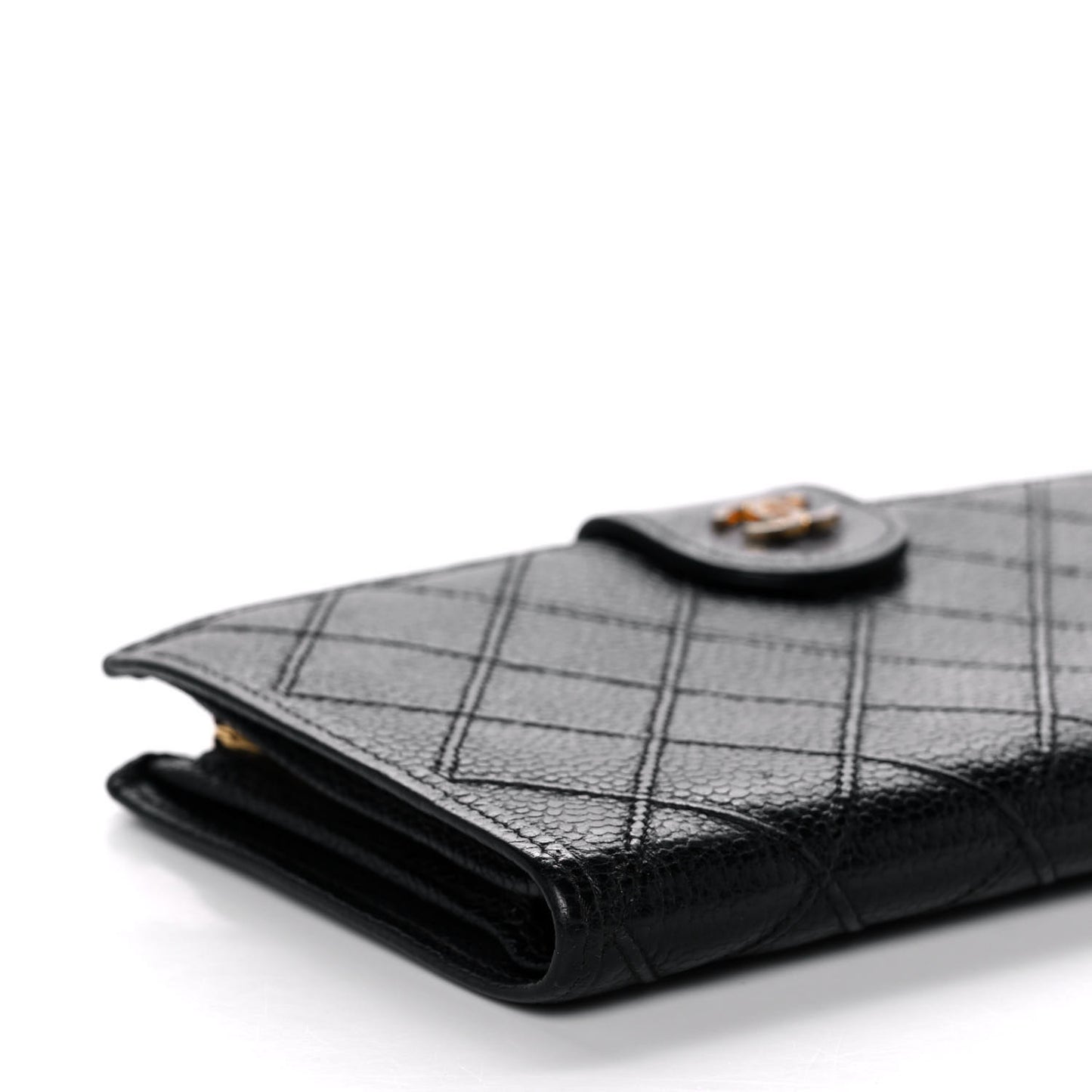Caviar Stitched French Wallet Black