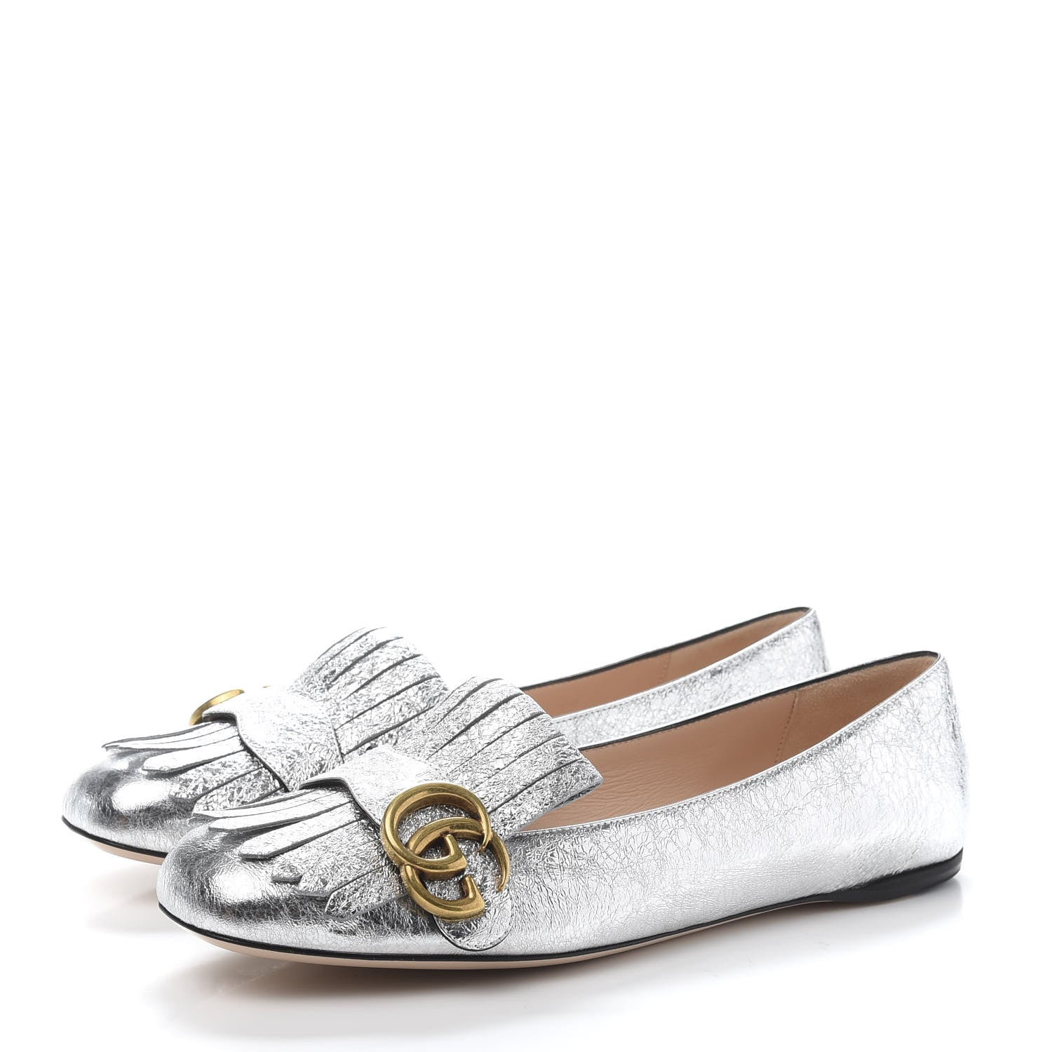 Gucci Galassia GG Marmont Fringe Flats 39 Argento 3 of 9