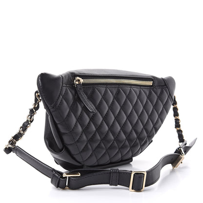Chanel Lambskin Quilted Waist Bag Fanny Pack Black 3 of 10